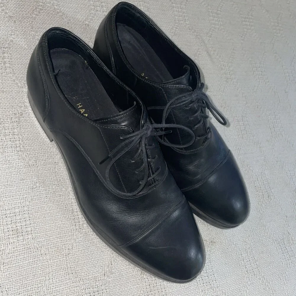 Cole Haan Men’s Dress Shoes Size 9.5 M Black Leather Captoe Business Formal